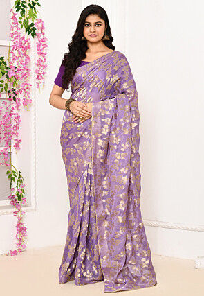 Woven Uppada Silk Saree in Light Purple