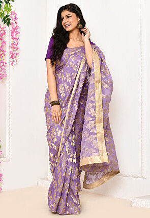 Woven Uppada Silk Saree in Light Purple