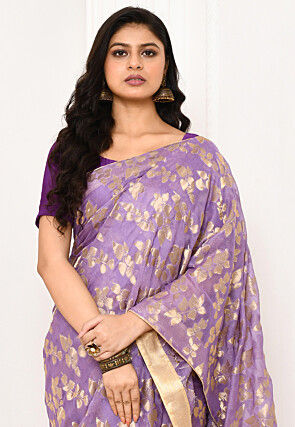 Woven Uppada Silk Saree in Light Purple