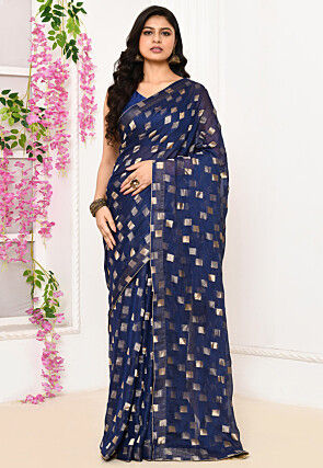 Woven Uppada Silk Saree in Navy Blue