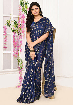 Woven Uppada Silk Saree in Navy Blue