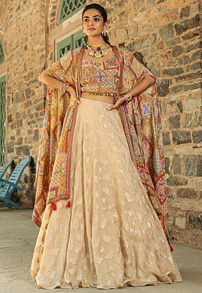 Woven Viscose Crepe Crop Top Set in Multicolor