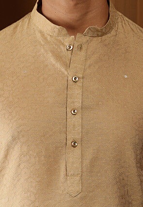 Woven Viscose Rayon Kurta in Beige