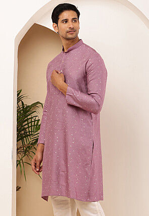 Woven Viscose Rayon Kurta in Dusty Purple