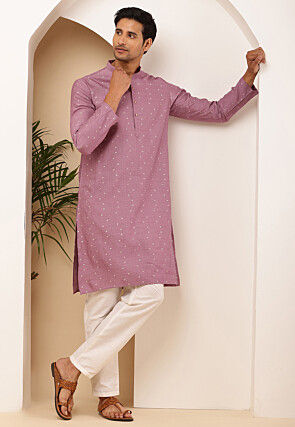 Woven Viscose Rayon Kurta in Dusty Purple