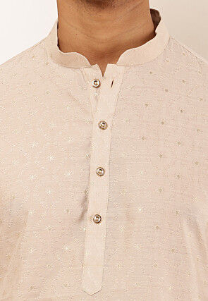 Woven Viscose Rayon Kurta in Light Beige