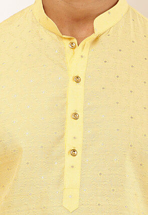 Woven Viscose Rayon Kurta in Light Yellow