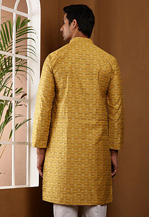 Woven Viscose Rayon Kurta in Mustard