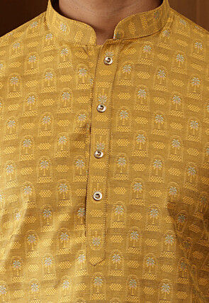 Woven Viscose Rayon Kurta in Mustard