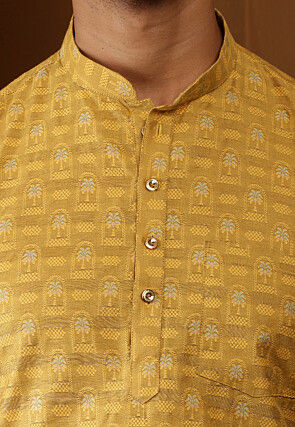 Woven Viscose Rayon Kurta in Mustard