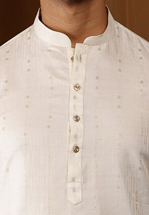 Woven Viscose Rayon Kurta in Off White