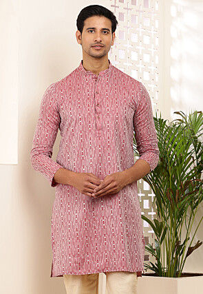 Woven Viscose Rayon Kurta in Pink