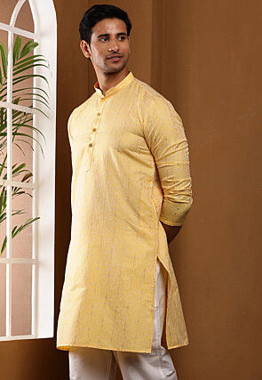 Woven Viscose Rayon Kurta in Yellow
