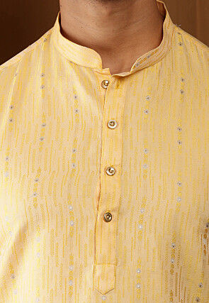 Woven Viscose Rayon Kurta in Yellow