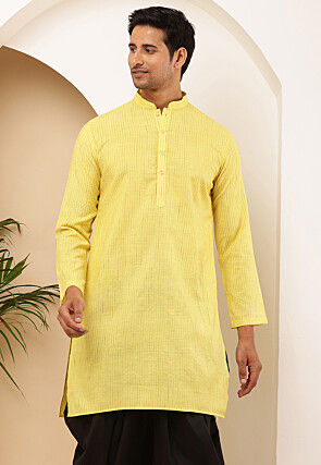 Woven Viscose Rayon Kurta in Yellow
