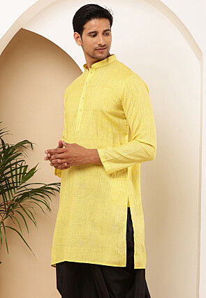 Woven Viscose Rayon Kurta in Yellow