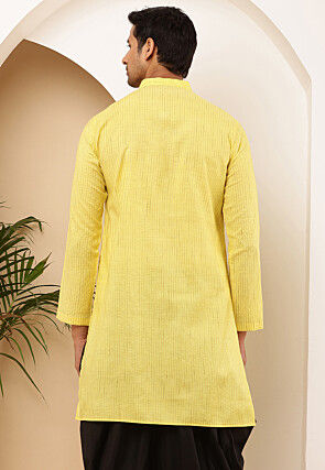 Woven Viscose Rayon Kurta in Yellow