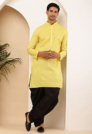 Woven Viscose Rayon Kurta in Yellow