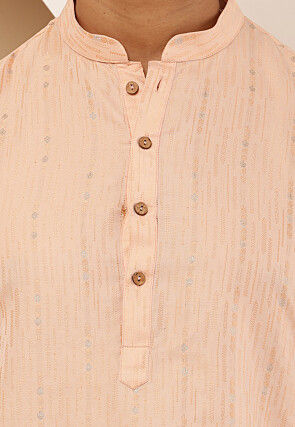 Woven Viscose Rayon Kurta Set in Light Peach