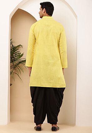 Woven Viscose Rayon Kurta Set in Yellow