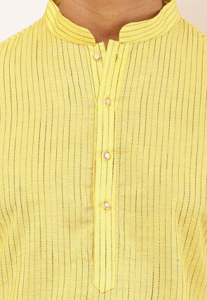 Woven Viscose Rayon Kurta Set in Yellow