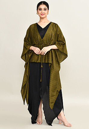 Woven Viscose Silk Asymmetric Dress in Black
