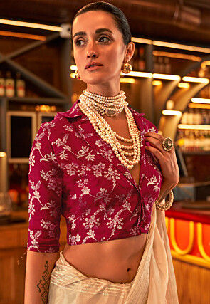 Woven Viscose Silk Saree in Beige