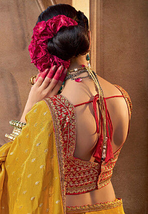 Woven Viscose Silk Saree in Mustard