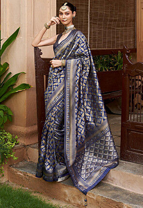 Navy blue bridal saree store