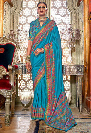 Woven Viscose Silk Saree in Sky Blue