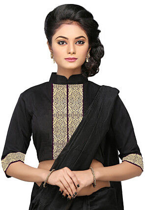 Zari Woven Chanderi Blouse in Black