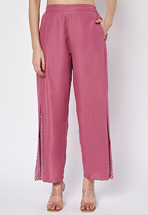 Zig Zag Printed Cotton Pant in Pink