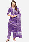 Bagru Printed Pure Cotton Pakistani Suit in Purple
