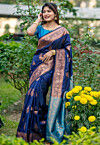 Banarasi Art Banarasi Silk Saree in Navy Blue