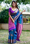 Banarasi Art Banarasi Silk Saree in Teal Blue