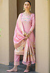Banarasi Pakistani Suit in Baby Pink
