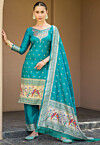 Banarasi Pakistani Suit in Teal Blue
