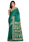 Banarasi Pure Georgette Silk Saree in Dark Teal Green