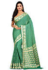 Banarasi Pure Georgette Silk Saree in Teal Green