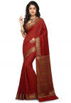 Banarasi Muga Silk Saree in Rust