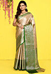Banarasi Saree in Golden and Green