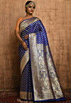 Banarasi Katan Silk Saree in Navy Blue
