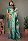 Banarasi Saree in Teal Blue