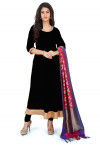 Banarasi Silk Anarkali Suit  in Black