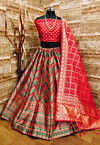 Banarasi Silk Lehenga in Green and Red