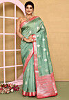 Banarasi Tissue Silk Saree in Dusty Green