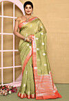 Banarasi Tissue Silk Saree in Olive Green