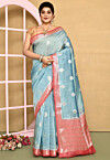 Banarasi Tissue Silk Saree in Sky Blue