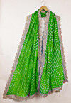 Bandhej Art Silk Dupatta in Green