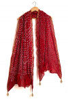 Bandhej Art Silk Dupatta in Maroon
